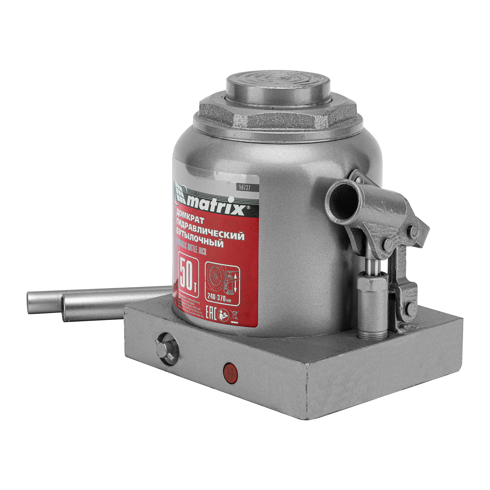 Домкрат гидравлический бутылочный, 50 т, h подъема 240-370 мм