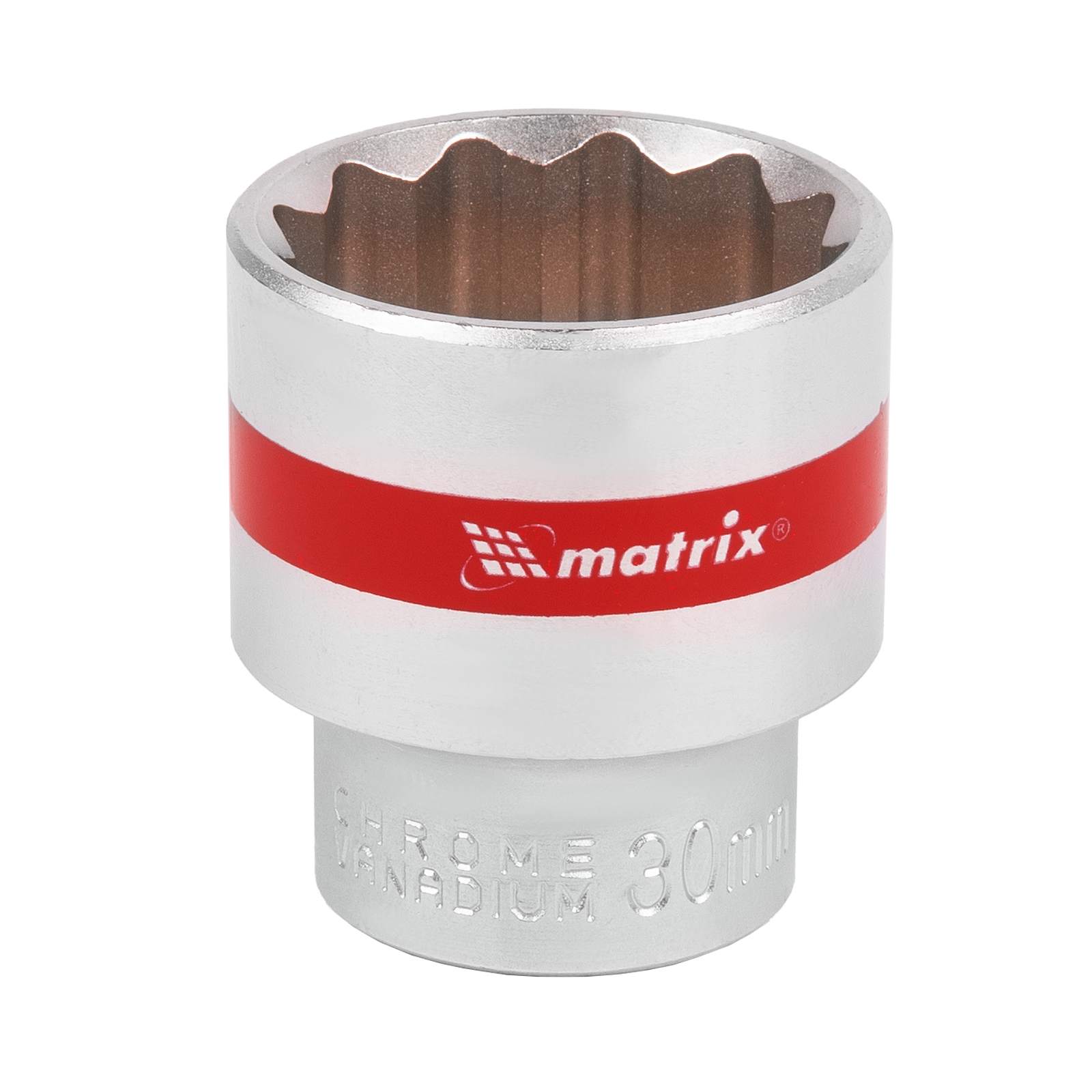 Головка торцевая, 30 мм, 12-гранная, CrV, под квадрат 1/2', хромированная