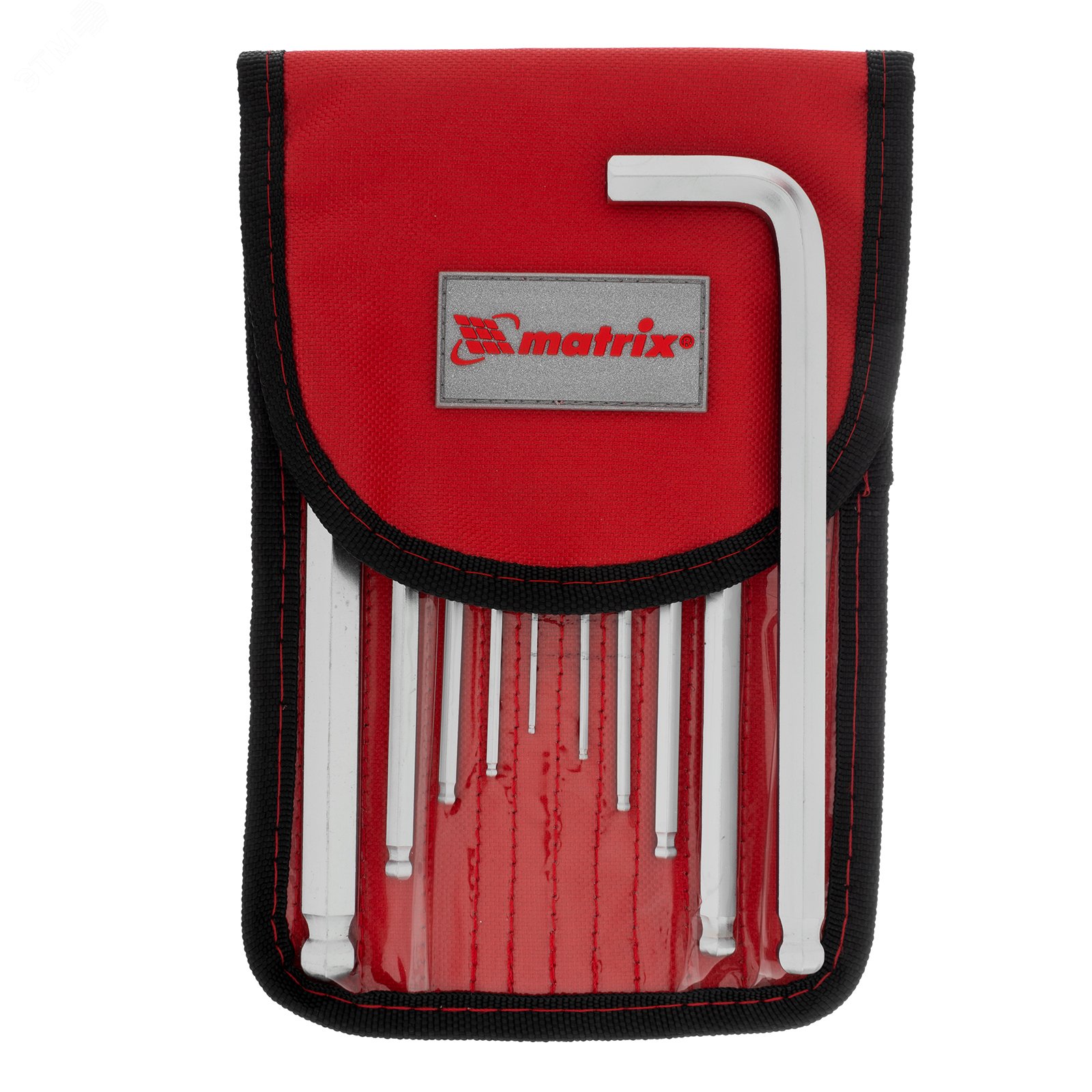 Изображение товара Набор ключей имбусовых HEX, 1,5–12 мм, CrV, 10 шт., удлиненные с шаром, сатин., чехол (шт)