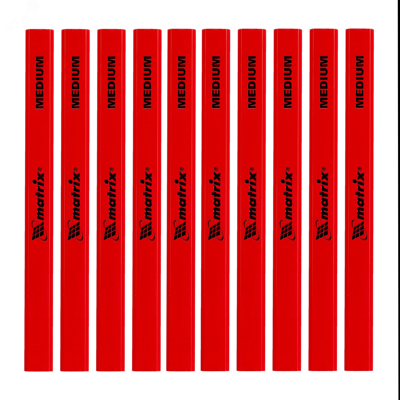 Изображение товара Набор карандашей малярных прямоугольных с точилкой в тубе, 175мм, 10шт (шт)