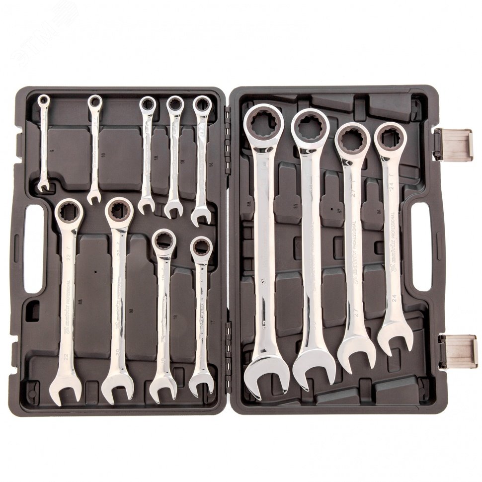 Изображение товара Набор комбинированных трещоточных ключей Matrix 8-32 мм 13 шт CrV