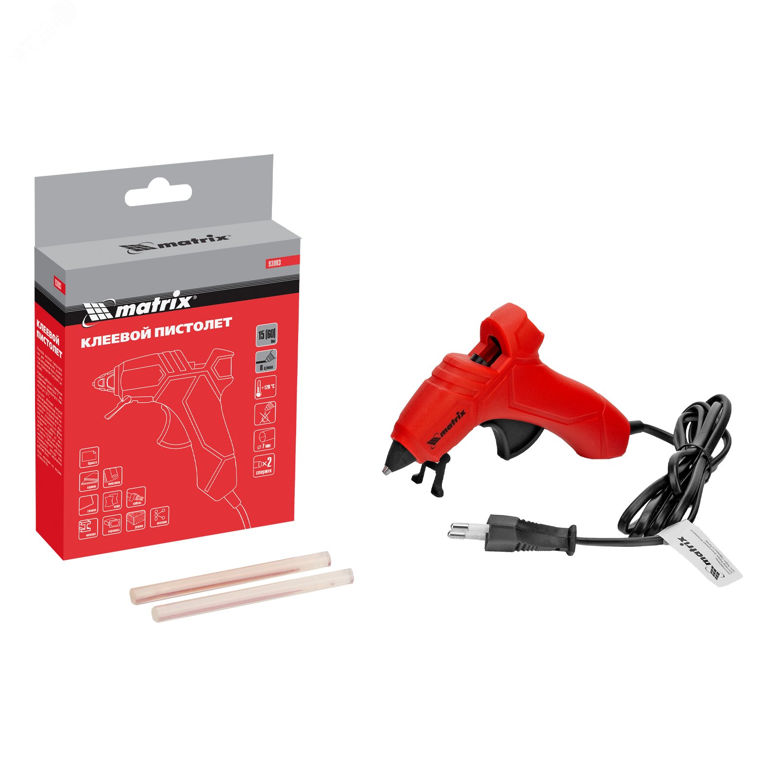Изображение товара Клеевой пистолет Matrix 93003 7 мм 60 Вт для ремонта и хенд-мейда