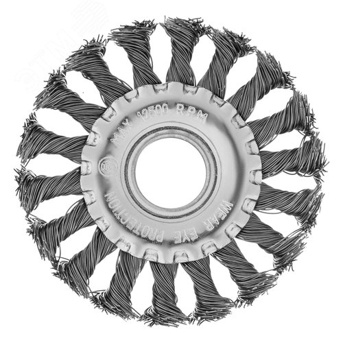 Щетка для УШМ, 100 мм, посадка 22,2 мм, Плоская, крученая проволока 0,5 мм - фото 2