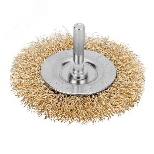 Изображение товара Щетка для дрели, 60 мм, плоская со шпилькой, латунированная витая проволока (шт)