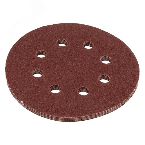 Круг абразивный на ворсовой подложке под липучку, перфорированный, P 60, 125 мм, 5 шт. - фото 3