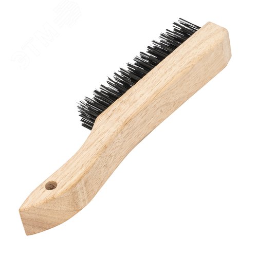 Щетка зачистная 5-и рядная, закаленная прямая проволока с деревянной ручкой - фото 2