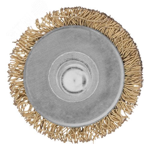 Щетка для дрели, 30 мм, плоская со шпилькой, латунированная витая проволока - фото 2