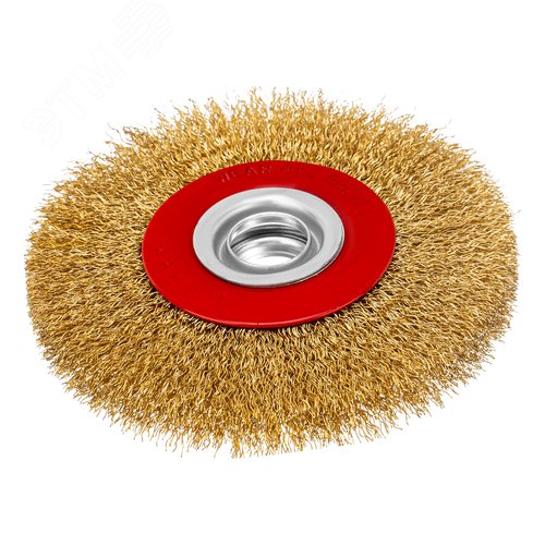 Щетка для точила, 125 мм, посадка 20 мм, плоская, латунир. витая проволока - фото 2