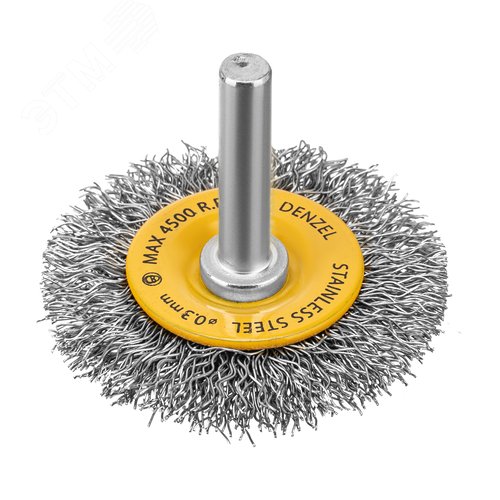 Щетка для дрели, 50 мм, Плоская, со шпилькой, нержавеющая витая проволока - фото 1