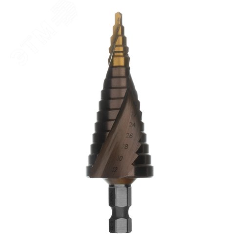 Сверло ступенчатое, 4-6-8-10-12-14-16-18-20-22-24-26-28-30-32 мм, Р6М5К5, 6-гр. хвостовик - фото 2