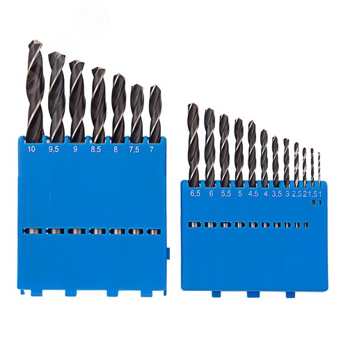 Набор сверл по металлу, 1-10 мм (через 0,5 мм), 19 шт., Р6М5, прокат, цилиндр. хвост., бокс - фото 2