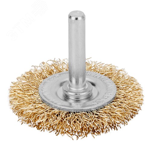 Изображение товара Щетка для дрели, 50 мм, плоская со шпилькой, латунированная витая проволока (шт)