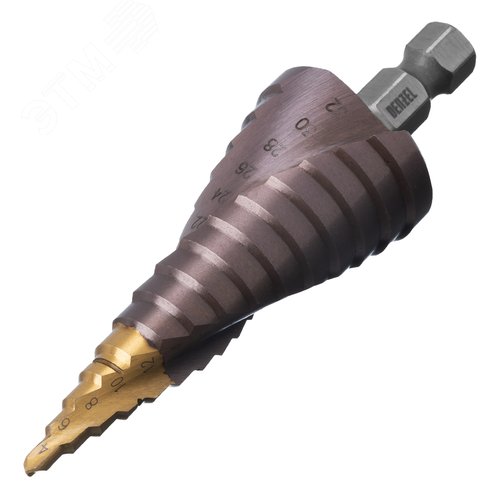 Сверло ступенчатое, 4-6-8-10-12-14-16-18-20-22-24-26-28-30-32 мм, Р6М5К5, 6-гр. хвостовик - фото 1