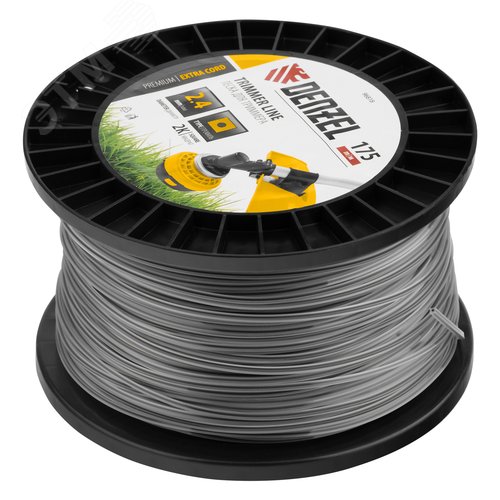 Леска для триммера двухкомпонентная квадрат, 2,4мм х 175м, на DIN катушке EXTRA CORD - фото 2