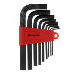 Набор ключей имбусовых HEX, 2,0–12 мм, CrV, 9 шт., короткие, оксидированные - фото 1