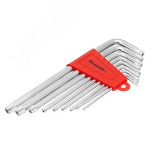 Изображение товара Набор ключей имбусовых TORX, 9 шт., T10-T50, CrV, удлиненные, сатин. (набор)