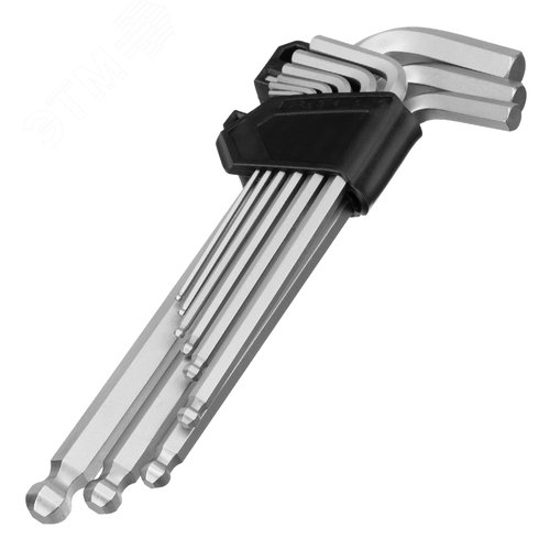 Набор ключей имбусовых, HEX, 2-12 мм, CrV, 9 шт., удлиненные, с шаром - фото 2