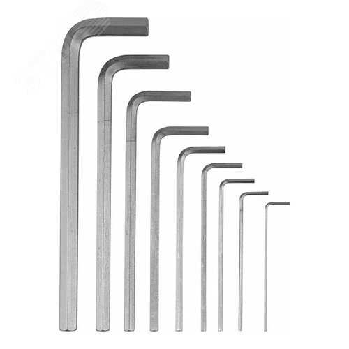 Набор ключей имбусовых, HEX, 1,5-10 мм, CrV, 9 шт., удлиненные - фото 1