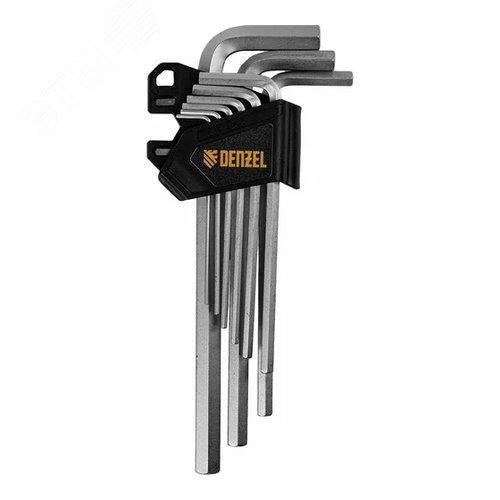 Набор ключей имбусовых, HEX, 1,5-10 мм, CrV, 9 шт., удлиненные - фото 2