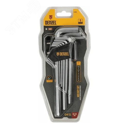 Набор ключей имбусовых, HEX, 1,5-10 мм, CrV, 9 шт., удлиненные - фото 5