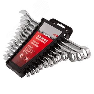 Набор ключей комбинированных, 6 - 22 мм, 12 шт., CrV, полированный хром - фото 1