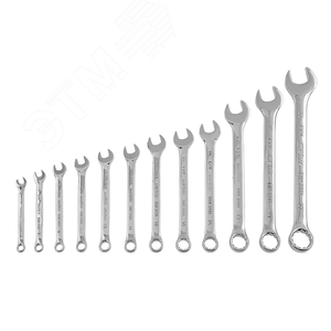 Набор ключей комбинированных, 6 - 22 мм, 12 шт., CrV, полированный хром - фото 3