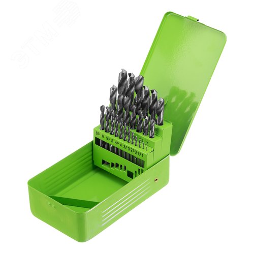 Набор сверл по металлу, 1-13 мм (через 0,5 мм), 25 шт., HSS, в металлической коробке - фото 2