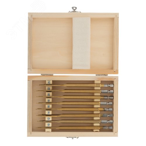 Набор сверл перовых по дереву, 10-12-14-16-18-20-22-25 мм, 8 шт., дерев. кейс - фото 2