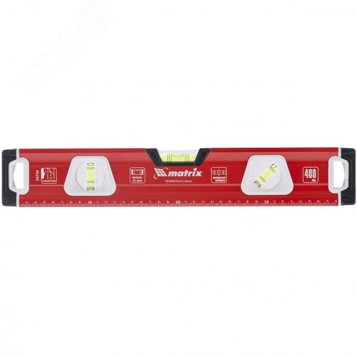 Изображение товара Уровень алюминиевый, магнит., фрезерованный, 3 глазка (1 зеркал.), 400 мм (шт)