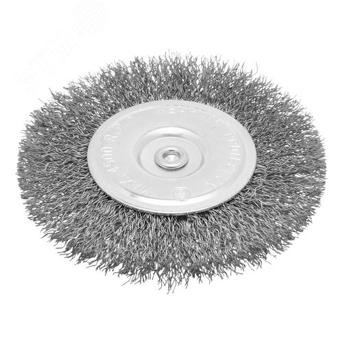 Щетка для дрели 100 мм, плоская со шпилькой, витая проволока 0,3 мм - фото 2
