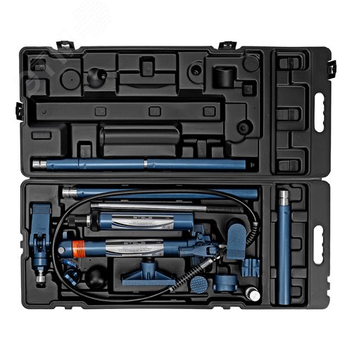 Растяжка гидравлическая, 10 т, 17 предметов, 7 сменных насадок, в пласт. кейсе на колесах - фото 2