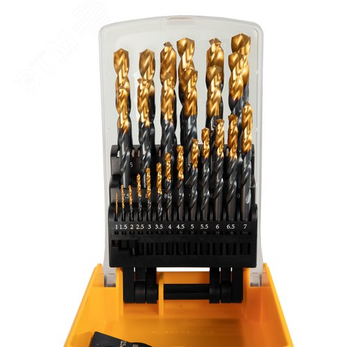 Набор сверл по металлу, 1-13 мм, HSS-Tin, Golden Tip, 25 шт - фото 2