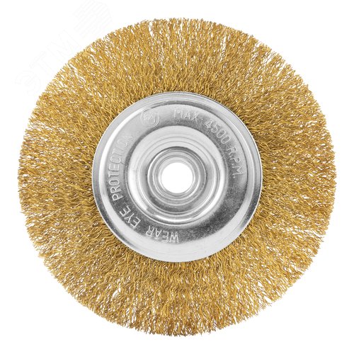 Щетка для УШМ, 125 мм, М14, плоская, латунированная витая проволока - фото 2