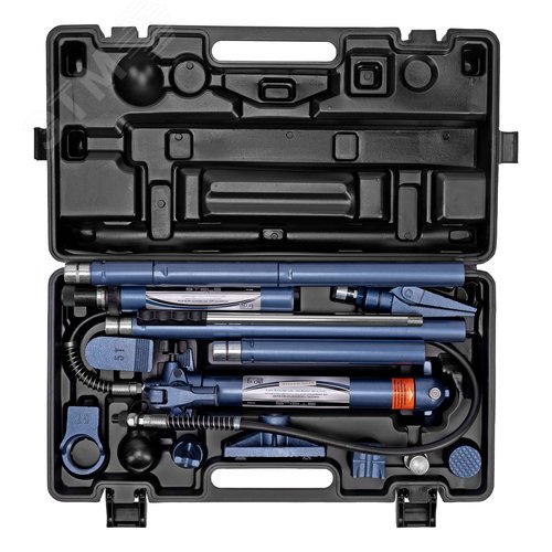 Растяжка гидравлическая, 10 т, набор из 17 предметов, 7 сменных насадок, в пласт. кейсе - фото 2