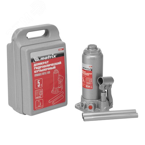 Изображение товара Домкрат гидравлический бутылочный, 5 т, h подъема 216-413 мм, в пласт. кейсе (шт)