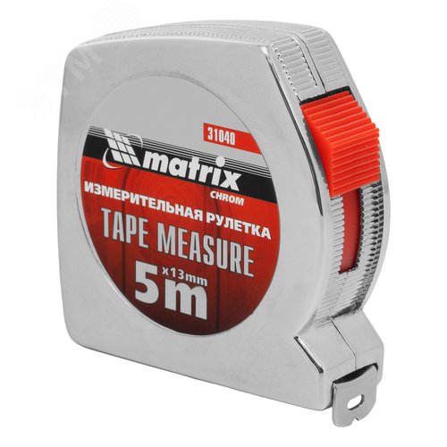 Рулетка Chrom, 5 м x 13 мм, хромированный корпус - фото 1