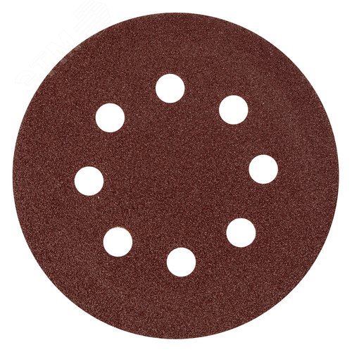 Круг абразивный на ворсовой подложке под липучку, перфорированный, P 80, 125 мм, 5 шт. - фото 1