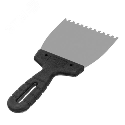 Шпатель из нержавеющей стали, 100 мм, зуб 4х4 мм, пластмассовая ручка - фото 2