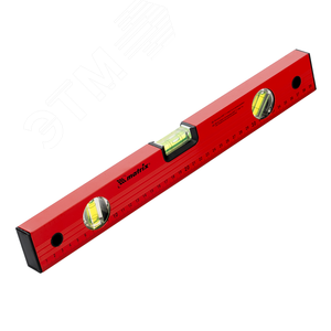 Изображение товара Уровень алюминиевый, 400 мм, 3 глазка, красный, линейка (шт)