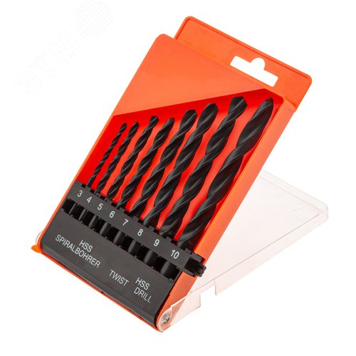 Набор сверл по металлу, 3-10 мм (через 1 мм), HSS, 8 шт.цилиндрический хвостовик - фото 2