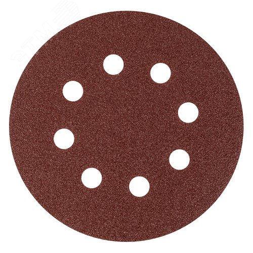 Круг абразивный на ворсовой подложке под липучку, перфорированный, P 60, 125 мм, 5 шт. - фото 1