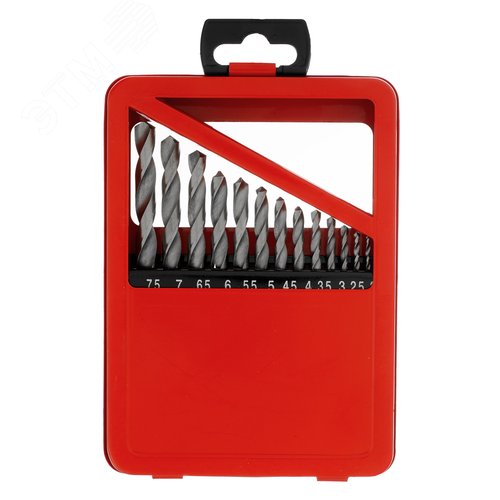 Набор сверл по металлу, 2-8 мм (через 0,5 мм), HSS, 13 шт., метал. коробка цил. хвостовик - фото 2