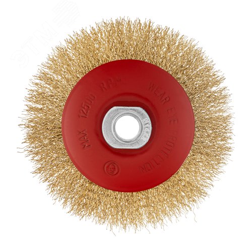 Щетка для УШМ, 115 мм, М14, тарелка,латунированная витая проволока - фото 3