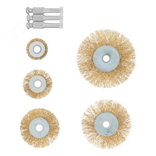 Изображение товара Набор щеток для дрели, 5 шт., 5 Плоских 25-38-50-63-75 мм, со шпильками (набор)