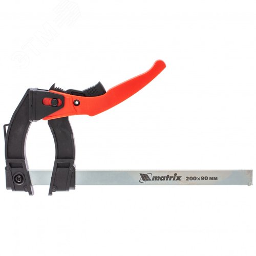 Изображение товара Струбцина реечная быстрозажимная,пл. корпус,рыч. храп. мех.,200х90х290 мм,штанга 5х20мм (шт)