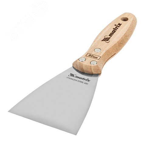 Шпательная лопатка из нержавеющей стали, 80 мм, буковая рукоятка, EFP - фото 1