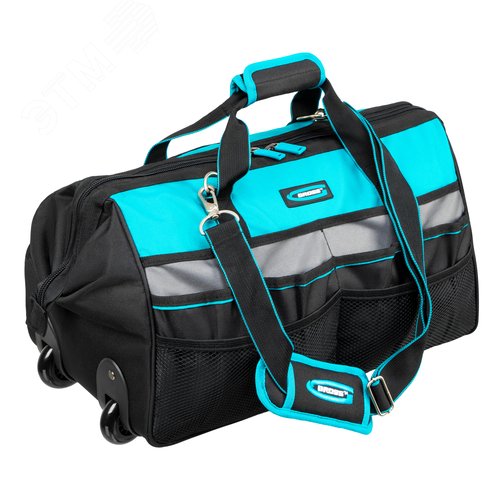 Изображение товара Сумка для инструмента, 500х280х290мм, выдвижная рукоятка, колеса, наплечный ремень (шт)