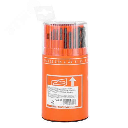 Набор сверл по металлу, 1-10 мм (через 0,5 мм), HSS, 19 шт., в стакане, цилинд. хвостовик - фото 2