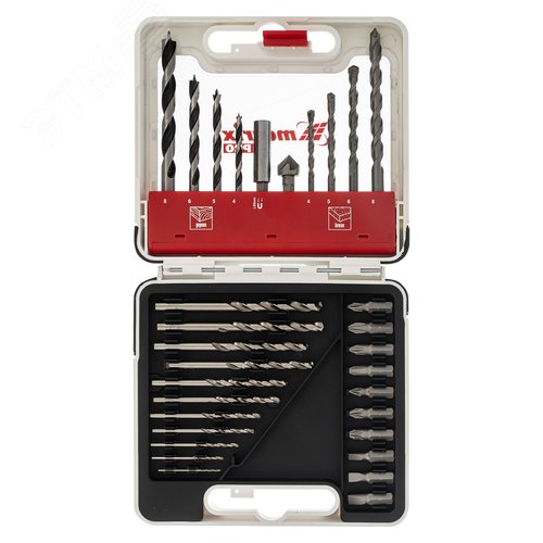 Набор сверл комб., мет.1-6мм,бетон 4-8мм,дер.4-8 мм,биты 10шт,адап., зенковка, 31пр., PRO - фото 2