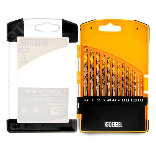 Набор сверл по металлу, 1,5-6,5мм, Р6М5К8-TiN, Golden Tip, 13 шт - фото 2